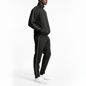 Custom <b>Zip</b> <b>Hooded</b> Streetwear Cotton Jacket Pants 2 Piece Set Premium Tracksuits Windbreaker Sweat Suits Set Side Piping - Product Image 4