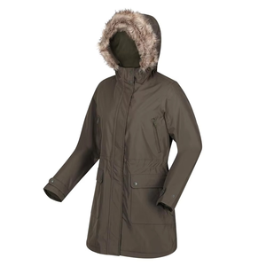Women Winter Parka <b>Jacket</b> <b>Fur</b> Trim Hood Regular Length Waterproof Genuine Leather Shell Breathable Cotton Filling Solid Color - Product Image 6
