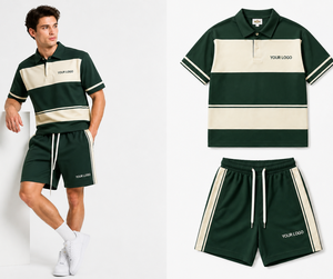 Custom Polo Shirt Shorts <b>Set</b> Men's Polo Shirt and Shorts Two Piece <b>Set</b> For Men Women Side Stripe Polo <b>Set</b> 2026 - Product Image 3