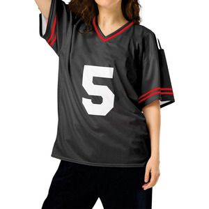 Camiseta deportiva unisex de malla para fútbol americano con cuello en V, transpirable, con rayas, para fútbol, con logo personalizado. - Product Image 2