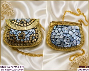 Handmade Multi-Function Fashionable Mosaic Stone Metal Frame Flap <b>Clutch</b> <b>Bag</b> Chain Strap Evening Party <b>Wedding</b> Use Craftstages - Product Image 3