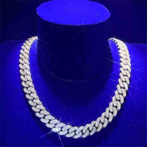 Premium VS1 Lab Grown Diamond Cuban Link <b>Chain</b> Necklace Double Row White Gold Plated Silver Hip Hop Jewelry Unisex <b>Rapper</b> <b>Chain</b> - Product Image 4