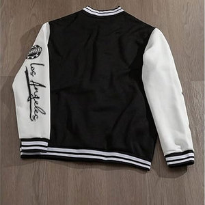 Chaqueta de béisbol informal de manga larga, estilo universitario retro, con botones, chaqueta universitaria para hombre, con estampado gráfico de letras en bloques de color - Product Image 2