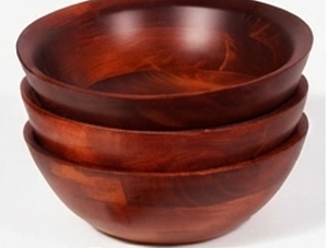 Ensemble élégant de saladiers en bois avec cuillère et fourchette de service, vaisselle ronde durable et lavable au lave-vaisselle pour un usage quotidien - Product Image 4