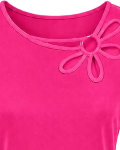Customized Hot Pink Women Casual T Shirt Floral <b>Ring</b> Neck Short Sleeve Summer Fashion Soft <b>Stretch</b> Ladies Tee Blouse Top Wear - Product Image 5