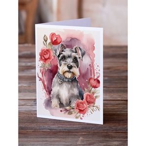 Schnauzer Valentine Roses A7 taille 5x7 cartes vierges fantaisistes paquet de 8 avec enveloppes pour les salutations - Product Image 2