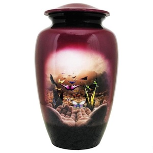 Urna Funeraria de Metal Grabada con Hoja Curvada para Cenizas de Adultos, Estilo Americano, Hecha a Mano, Venta Caliente para Proveedores de Funerales - Product Image 2