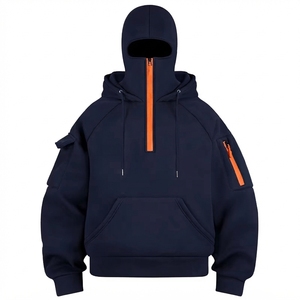 Custom Logo Men's Heavyweight Washed Zip Up Hoodie Thermal <b>Fleece</b> <b>Lined</b> Cotton Polyester Streetwear <b>Jacket</b> Wholesale - Product Image 2