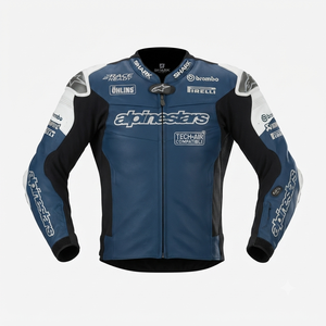 Men’s Cowhide Leather <b>Racing</b> <b>Jacket</b>/Chaqueta MotoCP Style CE Level 2 Armor Motorcycle Track Riding Protective Gear CE - Product Image 1