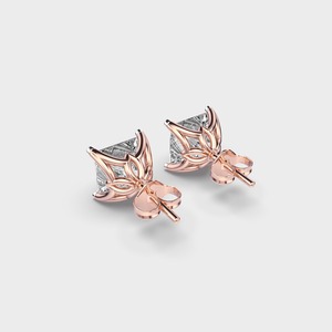 IGI Certified Lab Grown Princess Cut Diamond Stud <b>Earrings</b> 14K Yellow / White / Rose Gold Solitaire Princess Diamond <b>Earrings</b> - Product Image 4
