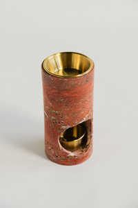 Pot à bougie en travertin rouge, porte-bougie en pierre de luxe et brûleur d'encens, décoration élégante pour la maison, cadeau d'aromathérapie - Product Image 3