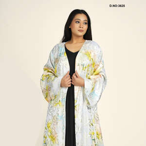 Abaya de Satén Jacquard de Excelente Calidad con Chifón, Elegante, de Manga Larga, para Uso Diario, Disponible a Buen Precio - Product Image 3