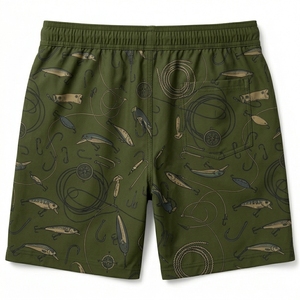 Shorts de bain décontractés pour hommes, bleu marine, imprimé floral, avec cordon de serrage - Product Image 5