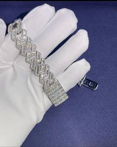 <b>Mens</b> Iced Out Baguette Cut Cuban Link Diamond Bracelet VVS Lab Grown Diamond Moissanite Round Brilliant Cut - Product Image 1