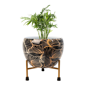 Macetero de Metal Negro con Soporte de Hierro, Moderno Soporte Decorativo para Plantas, para Jardín Interior, Sala de Estar, Dormitorio, Oficina - Product Image 4