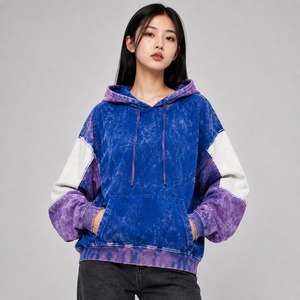 Sweats à capuche oversize délavés à l'acide pour femmes, avec couleurs personnalisées et logo frontal, respirants et écologiques pour l'hiver, en molleton 100 % coton - Product Image 1