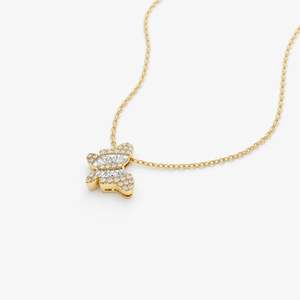Butterfly <b>Diamond</b> <b>Necklace</b> 14K White Yellow Rose Gold 0.26 Carat Baguette and Round Cut <b>Diamond</b> Pendant Jewelry Gift for Women - Product Image 5