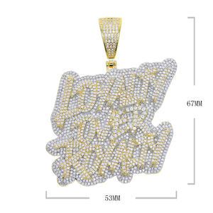 จี้เพชรโมอิสซาไนต์รูปตัวอักษรแบบ Iced Bling ชุบทองสองสี สำหรับผู้ชายและผู้หญิง เครื่องประดับฮิปฮอป สัญลักษณ์แห่งความภักดีและความเป็นสิทธิ์ - Product Image 6