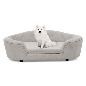 Divano per Cani Oversize Ovale Semi-Chiuso in Lino Resistente con Schienale Trapuntato a Bottoni e Lati Alti e Bassi per il Massimo Comfort - Letti per Animali Domestici - Product Image 6