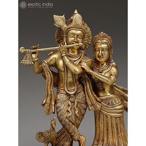 Sculpture debout en laiton de 15 pouces de Radha Krishna - Product Image 3
