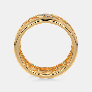 Bague de mariage de luxe en or jaune 14 carats avec diamants taillés ouverts pour homme, bague d'anniversaire en or fin - Product Image 6
