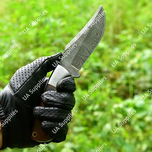 Couteau à lame fixe en acier Damas forgé à la main, personnalisable, pour la chasse, le camping et l'EDC, avec étui en cuir, vente en gros - Product Image 2