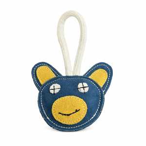 Juguete de masticar para perros de mezclilla con diseño de oso, tamaño mediano, con asa de cuerda, resistente a mordidas, duradero, para interiores, en embalaje de cartón. - Product Image 4