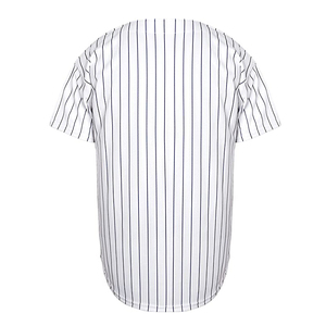 เสื้อเบสบอลผ้าฝ้ายสำหรับทุกเพศ สีขาวลายทางสีดำ ระบายอากาศได้ดี แขนสั้น ชุดยูนิฟอร์มสำหรับผู้ใหญ่ - Product Image 2