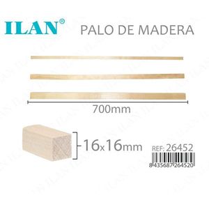 Varilla de madera Iln de 16x16mm y 700mm para manualidades y construcción - Product Image 1