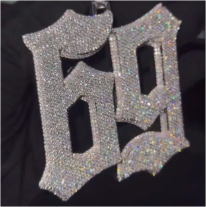 Pendentif Hip Hop Iced Out en forme de chiffre pour chaîne cubaine, en argent 925 et diamant Moissanite, collier pendentif lettre de luxe personnalisé - Product Image 2