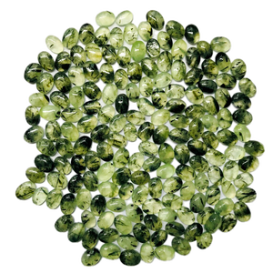 Cabochons de préhnite naturelle, forme ovale, tailles variées, pierres précieuses pour la création de bijoux, anneaux, pendentifs, macramé - Product Image 2