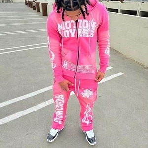 Mens Vintage Terry Cloth Tracksuit <b>Retro</b> Towel <b>Fabric</b> Zip Jacket and Wide Leg Pants Set Ribbed Trim Resort Style Sweatsuit - Product Image 3