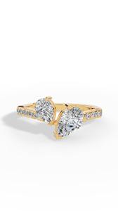 Bague Premium Toi et Moi en Diamant de Laboratoire Taille Poire Or 14K Vente en Gros OEM Fabricant Fournisseur de Bijoux Fins - Product Image 5