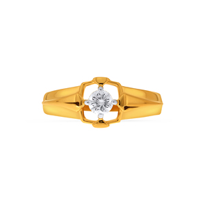 Anillo de Diamantes Solitario Radiant Bloom, Anillo de Diamantes Redondos Golden Blossom, Anillo de Compromiso Aurora Bloom en Oro, Eternal Zest para Hombre - Product Image 3