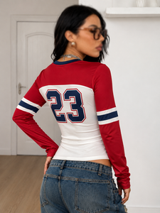 Maillot de football américain ajusté pour femme, haut athlétique à manches longues, coupe personnalisée, étiquette privée, usine de vêtements OEM - Product Image 2