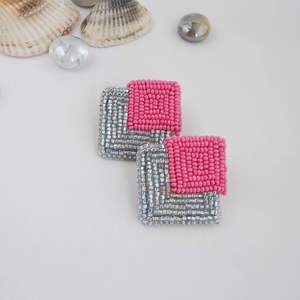 Pendientes de algodón rosa hechos a mano con múltiples cuentas, joyería personalizada para mujer al mejor precio, pendientes con cuentas - Product Image 6