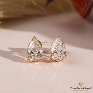 ต่างหูเพชรทรงลูกแพร์คลาสสิกสำหรับใส่ทุกวัน น้ำหนักรวม 2 กะรัต ทองคำแท้ 14K ได้รับการรับรองจาก IGI เพชร CVD ที่เพาะเลี้ยงในห้องปฏิบัติการ ความใส VVS2 สี D - Product Image 1