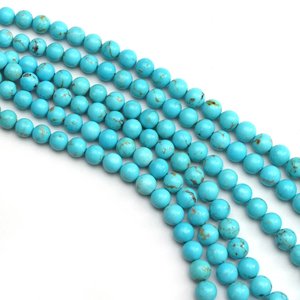 Perles rondes en turquoise Sleeping Beauty Arizona 5-8mm, pierres précieuses naturelles en vrac pour la fabrication de bijoux, vente en gros - Product Image 1