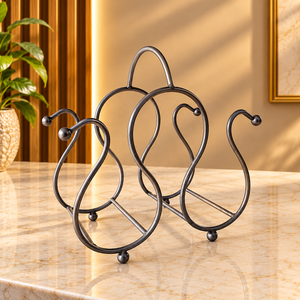 Proline - Botellero de metal con doble soporte para botellas, diseño de corazón entrelazado, para mesa o barra, acabado grafito - Product Image 1