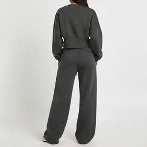 OEM/ODM Custom Made 100% Cotton Heavyweight Two Piece Winter Lace Women Tracksuit <b>Set</b> Soft Gym Wear New Arrival - Product Image 6
