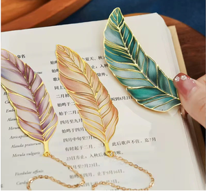 Golden Metal Leaf Bookmark with Tassel Elegant Feather Page Marker for <b>Books</b> <b>Gifts</b> Stationery - Product Image 5