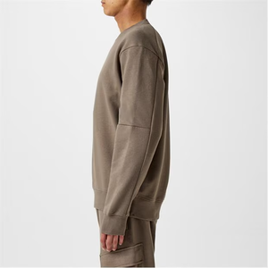 Sweat-shirt à col rond pour homme, couleur unie, manches longues avec poche latérale, vêtement d'automne, 100% coton, polaire respirant - Product Image 5