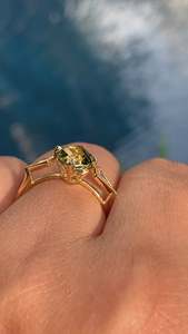 Emerald Cut Topaz Ring Filled Prong Setting Geometric Vintage Women's Engagement Style - Product Image 3
