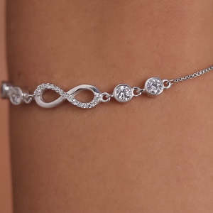 Bracelet ajustable en argent sterling 925 plaqué argent, motif chaîne, pour femme, fait main, tendance, produit en gros, collection Harmonie Infinie Éternelle - Product Image 3