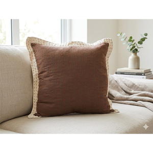 Luxury 100% Cotton Embroidered <b>Cushion</b> <b>Cover</b> | Decorative Throw Pillow <b>Cover</b> with Contrast Blanket Stitch - Product Image 3