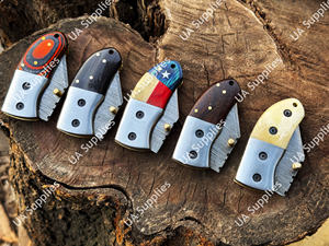 Cuchillo Plegable Mini EDC de Acero Damasco Profesional de Grado Industrial de Alta Calidad con Mango de Cuerno de Jabalí, Punta de Gota, Venta al por Mayor OEM - Product Image 6