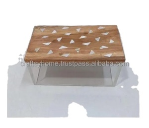 Contenant à chocolats/collations couvercle en nacre et incrustation en bois avec contenants en acrylique boîte hôtels et restaurant os - Product Image 2