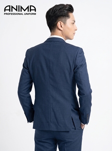 Premium Royal Navy Blue Men’s Wrinkle-Resistant Business Suit Elegant Executive Office <b>Blazer</b> and Trousers <b>Set</b> - Product Image 3