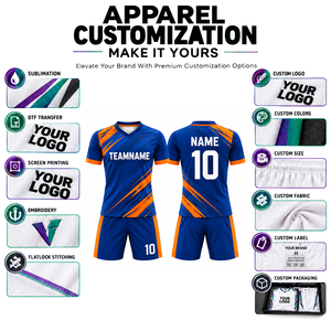 Ensemble de maillots de football personnalisés de qualité supérieure, col en V, manches courtes, 100% polyester, impression sublimée, évacuation de l'humidité, pour hommes adultes - Product Image 3