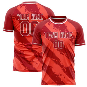 Camisetas de Fútbol Personalizadas 2026 con Nombre y Número del Equipo, Camiseta Deportiva Roja con Cuello Redondo, Personalizable, de Secado Rápido, Uniforme de Equipo - Product Image 4